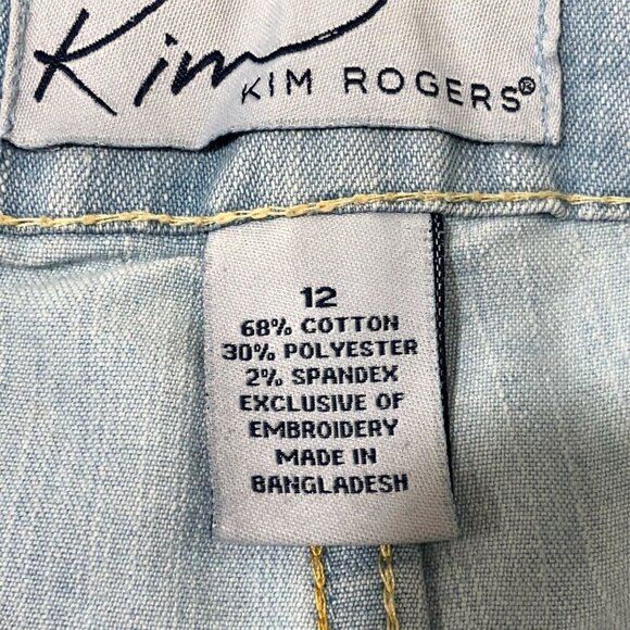 Kim Rogers Capris Jeans Womens 12 Stretch Light Blue Denim Pants Embroidery - Picture 3 of 7